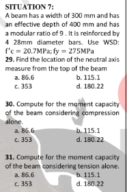 get solutions SITUATION 7: A beam has a width of
