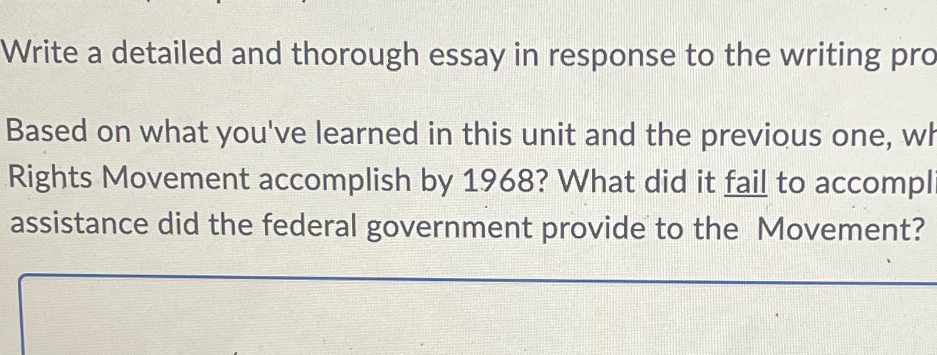 Write a detailed and thorough essay in response