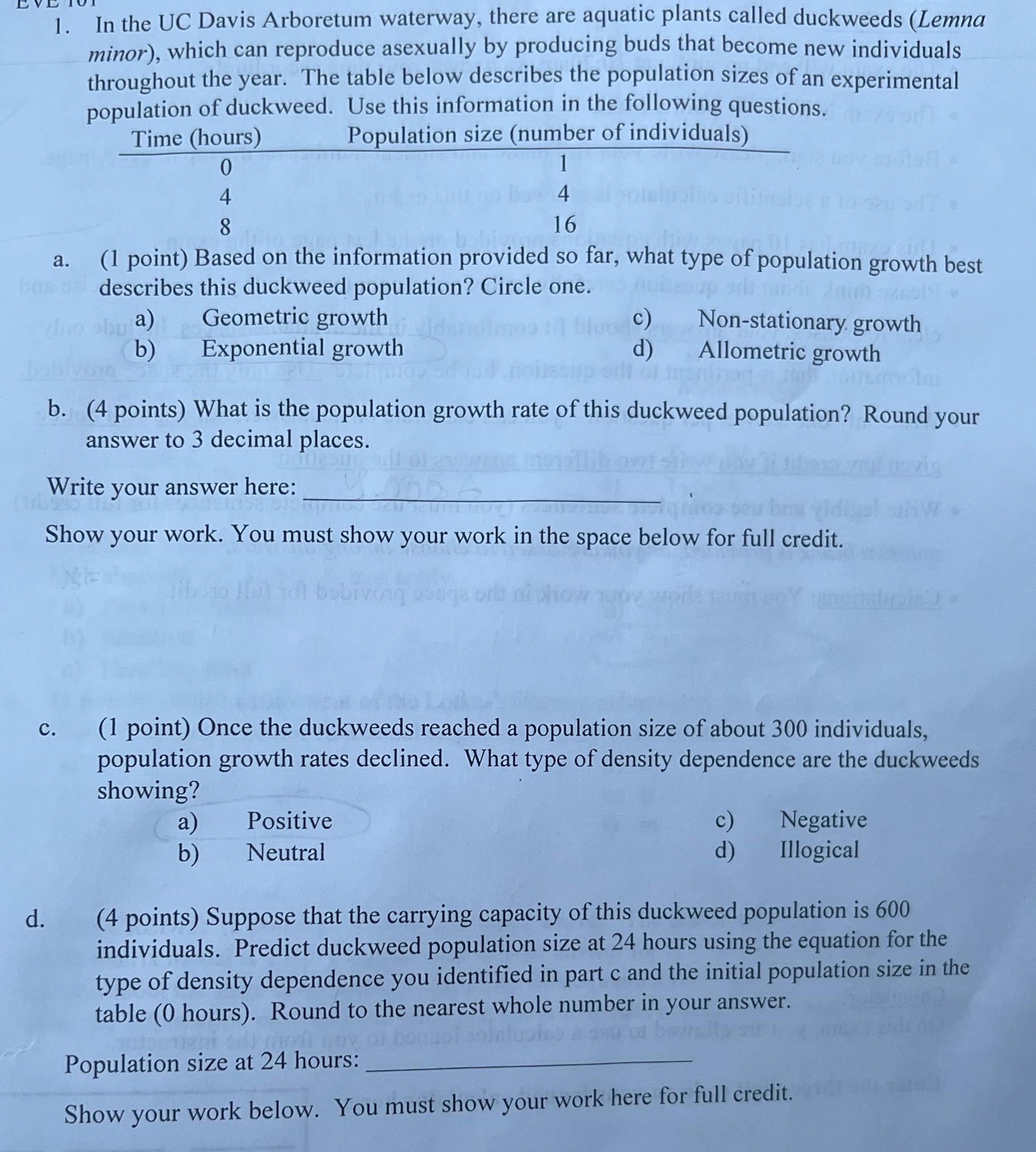 Please answer all parts, and show your work.