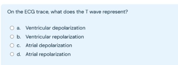 answer On the ECG trace, what does the T wave