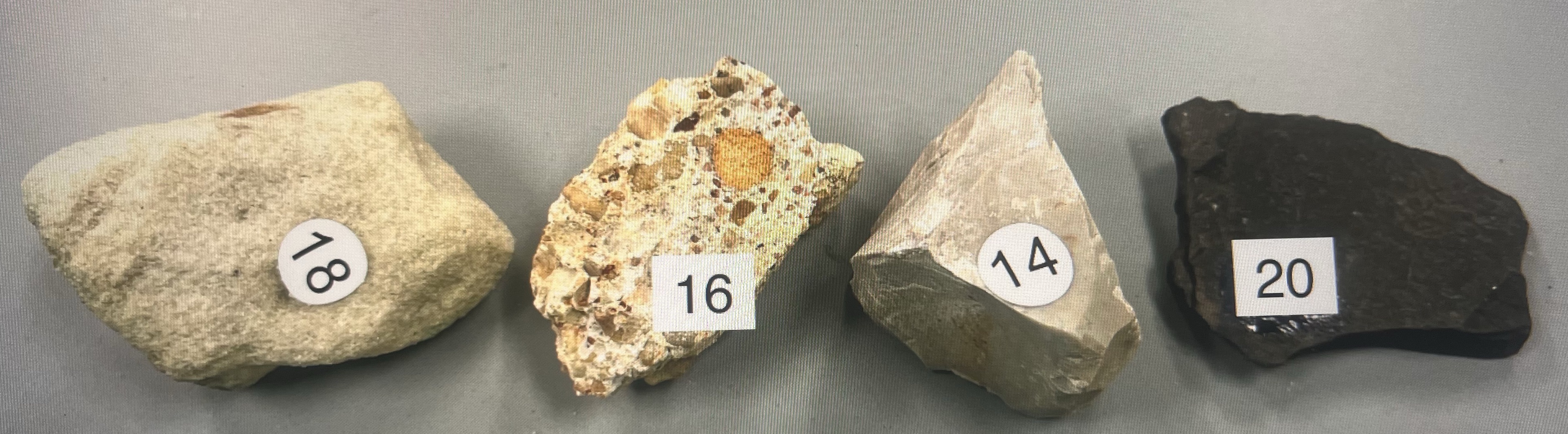 What are names of these samples and their texture