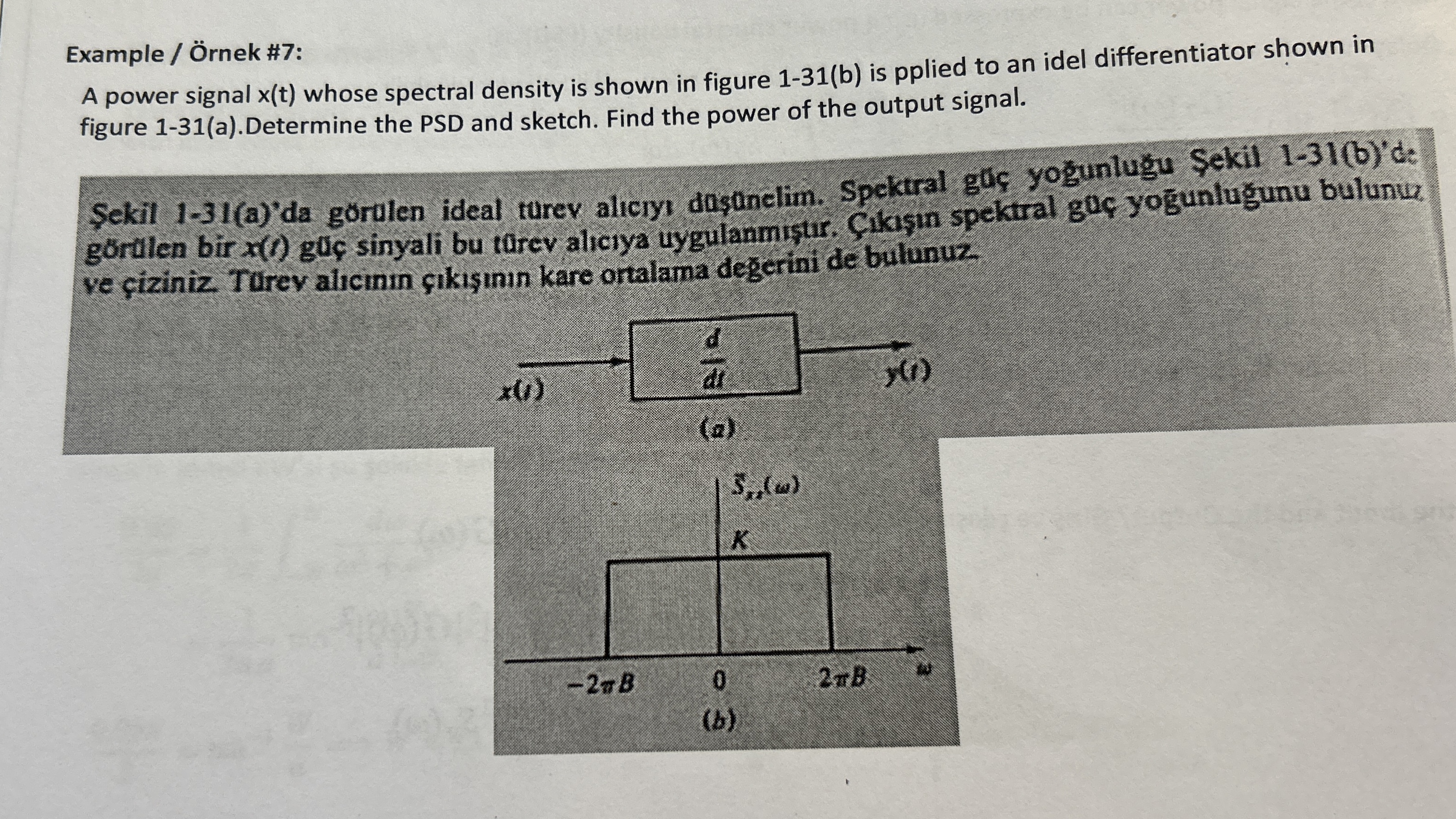 Example / rnek # 7 : A power signal x ( t ) whose