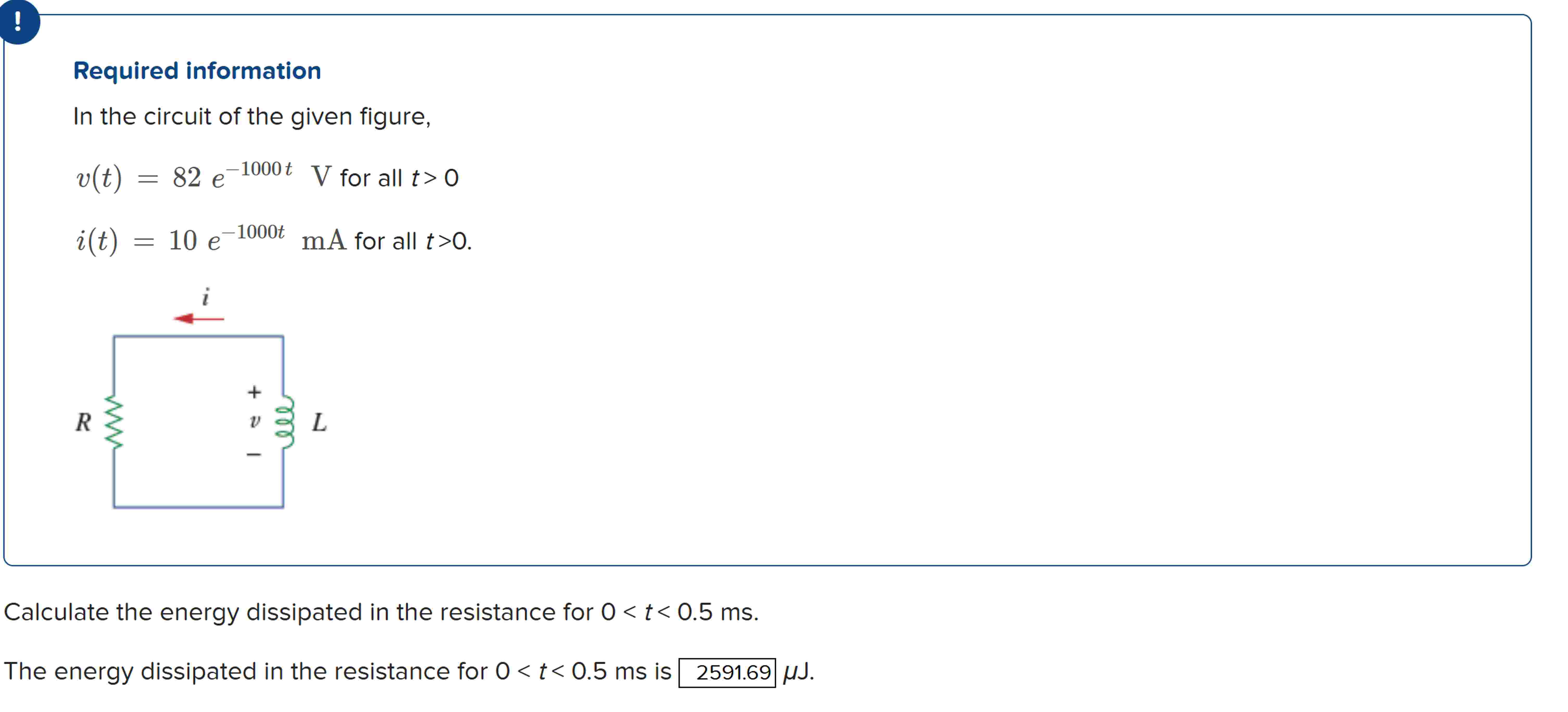 Required information In the circuit of the given