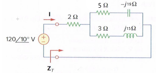 Calculate the equivalent impedance in the given