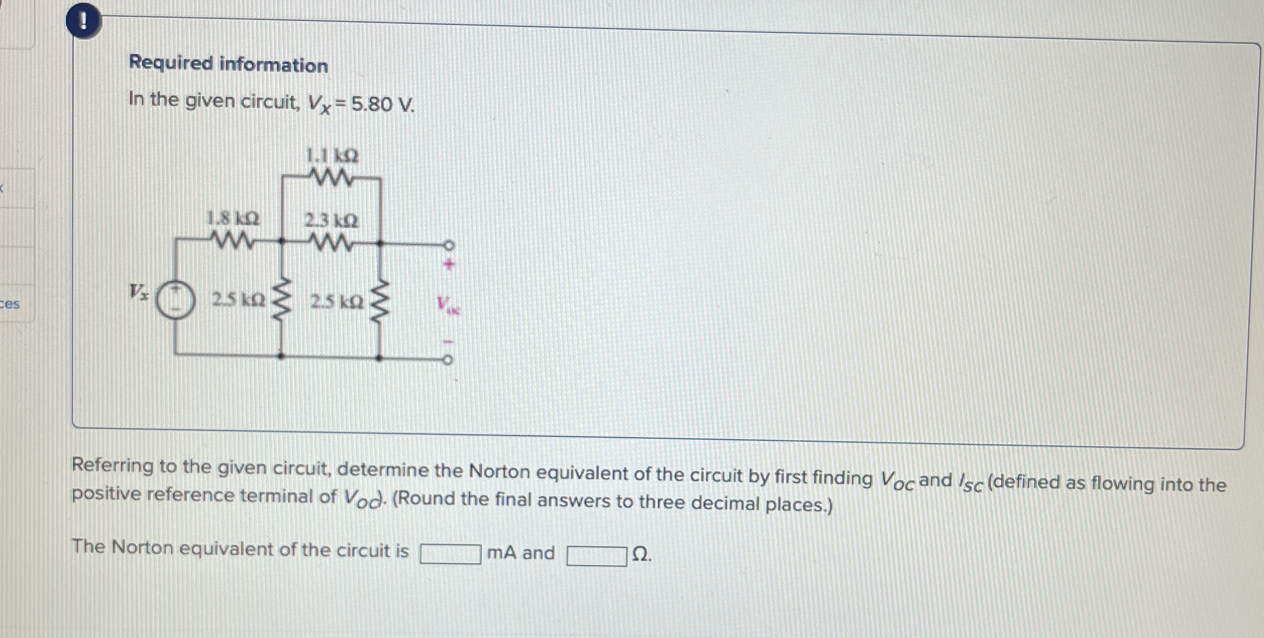 ! Required information In the given circuit, V x