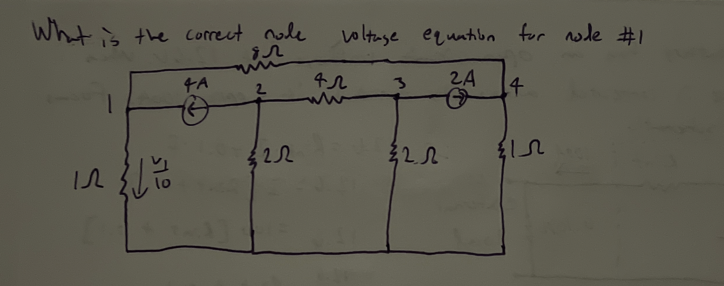 What is the correct nde voltage equation for node