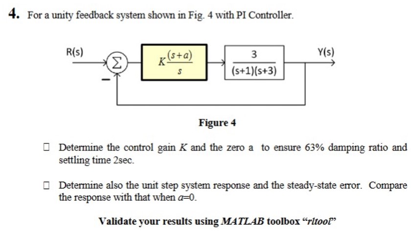 4 . For a unity feedback system shown in Fig. 4