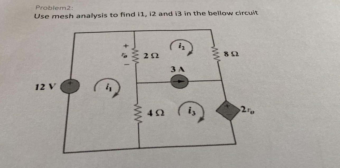 Problem 2 : Use mesh analysis to find i 1 , i 2