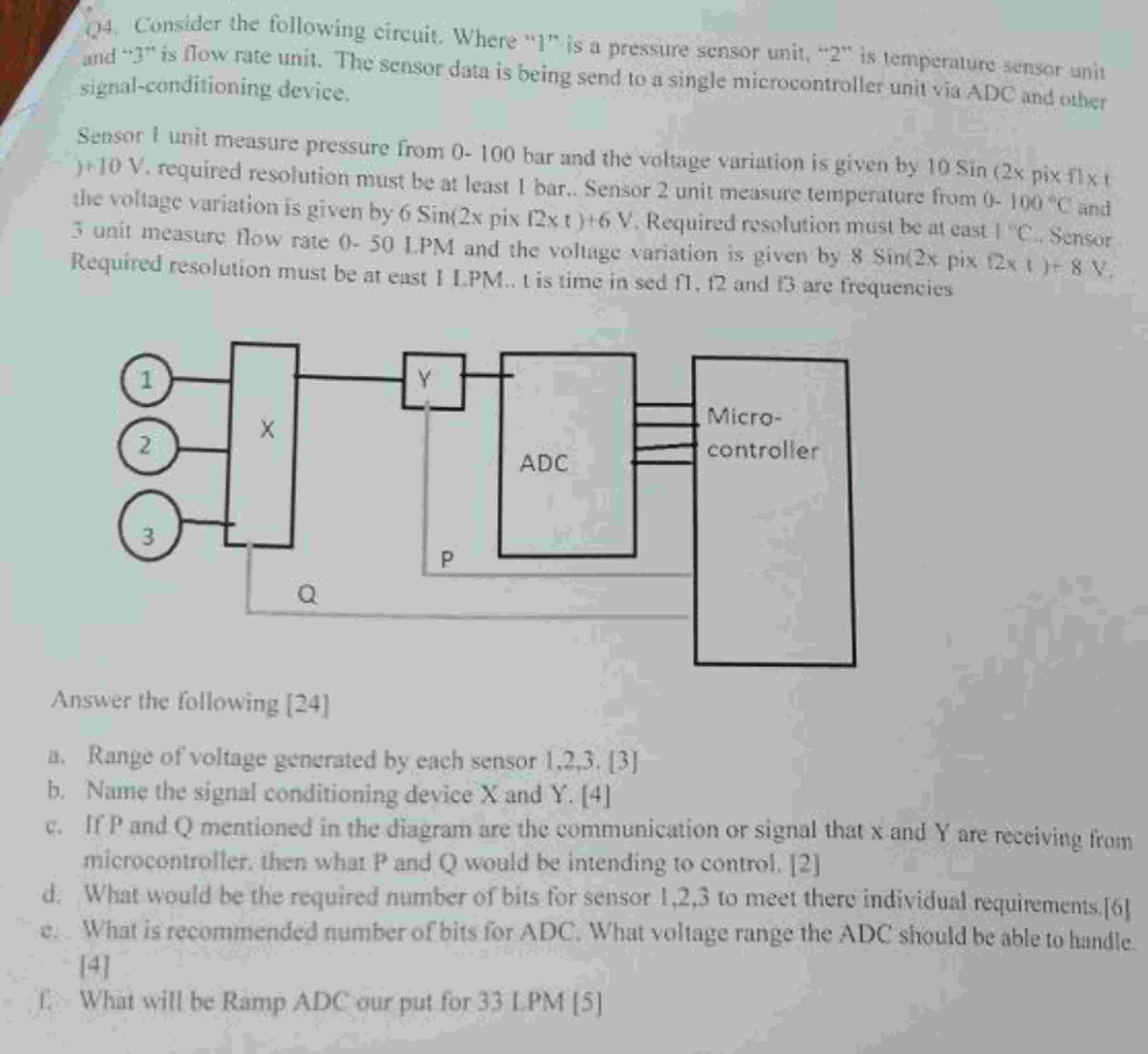 Q 4 . Consider the following circuit. Where " 1 "
