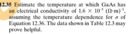 1 2 . 3 5 Estimate the temperature at which GaAs
