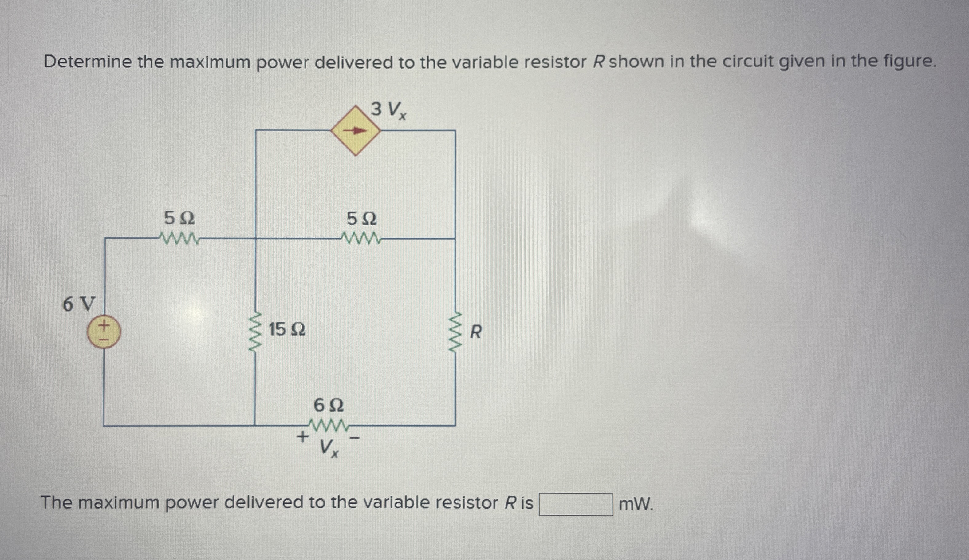 Determine the maximum power delivered to the