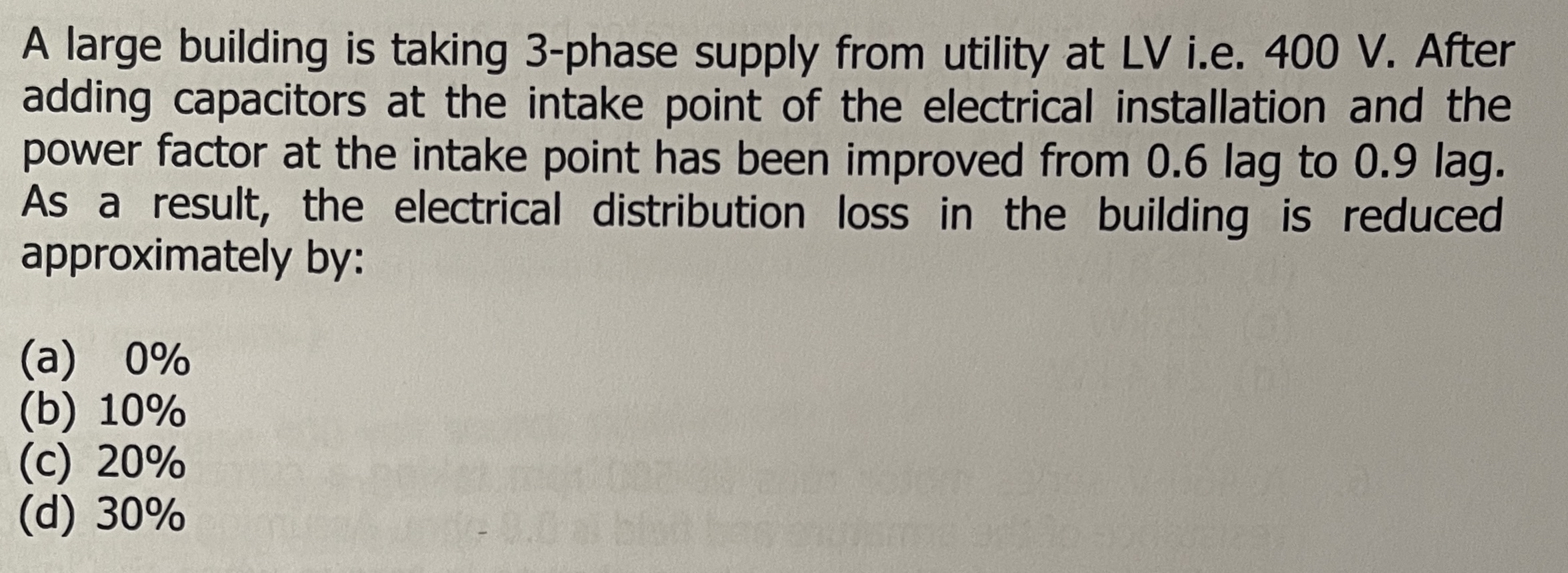 A large building is taking 3 - phase supply from