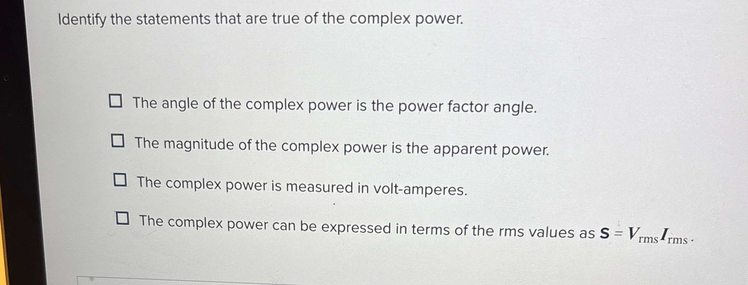 Identify the statements that are true of the