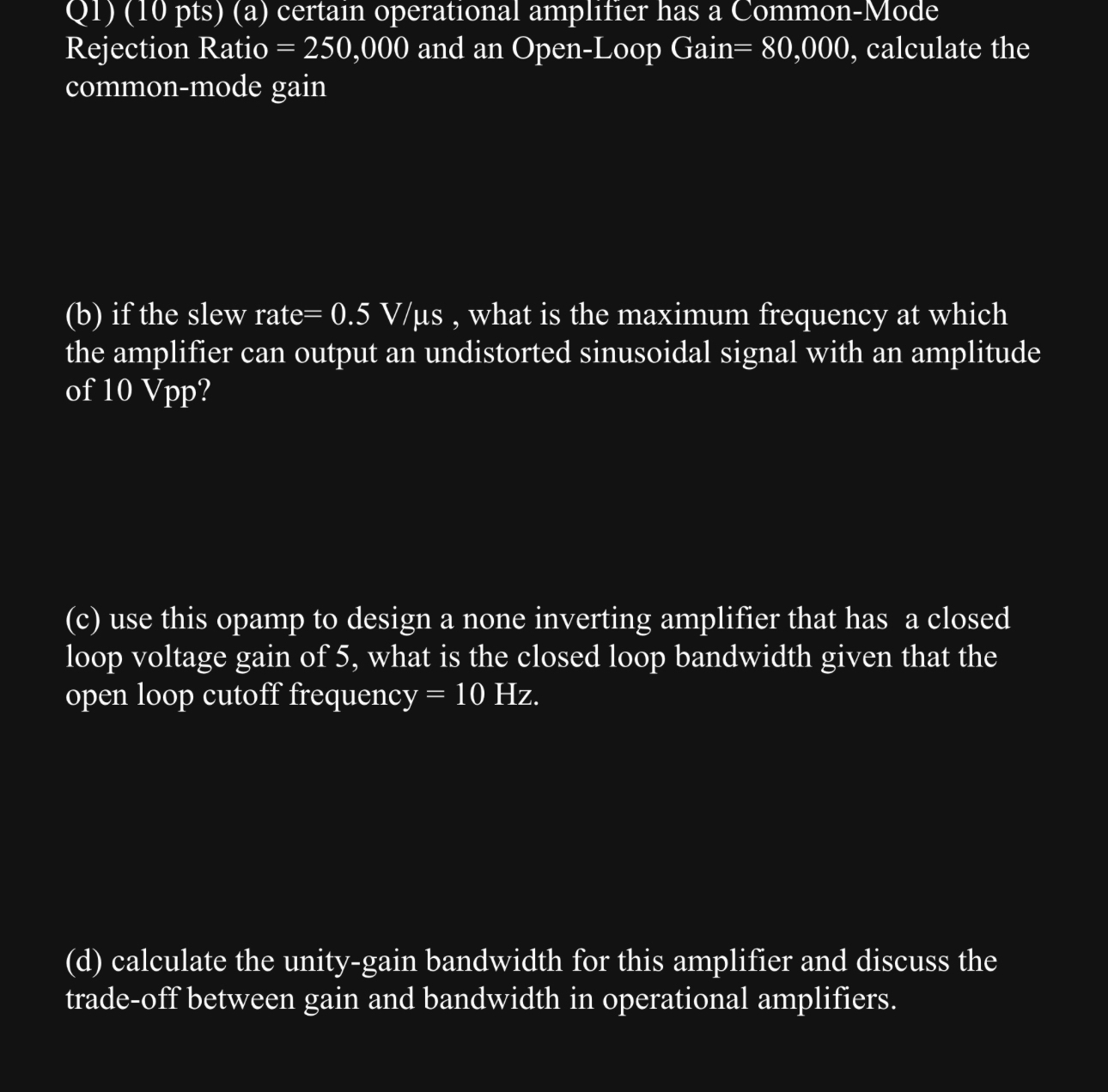 Q 1 ) ( 1 0 pts ) ( a ) certain operational