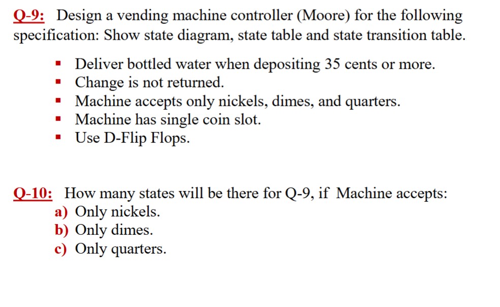 esign a vending machine controller ( Moore ) for