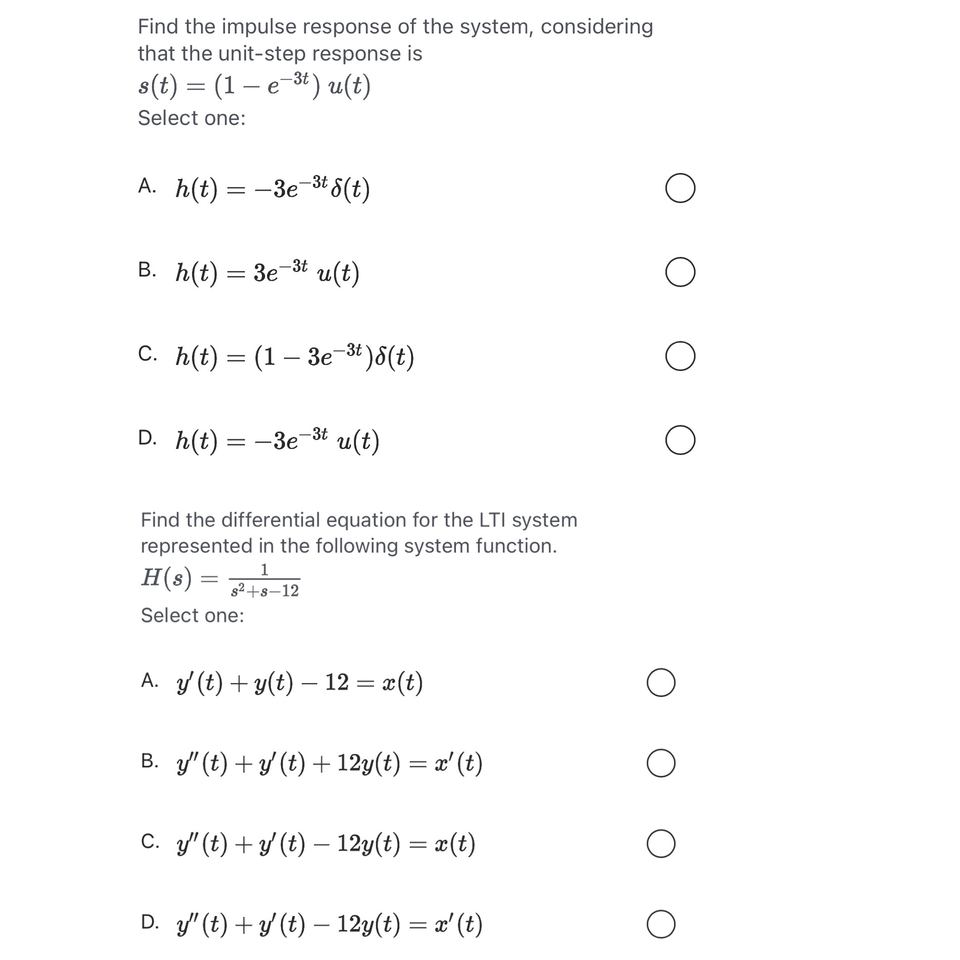 Find the impulse response of the system,