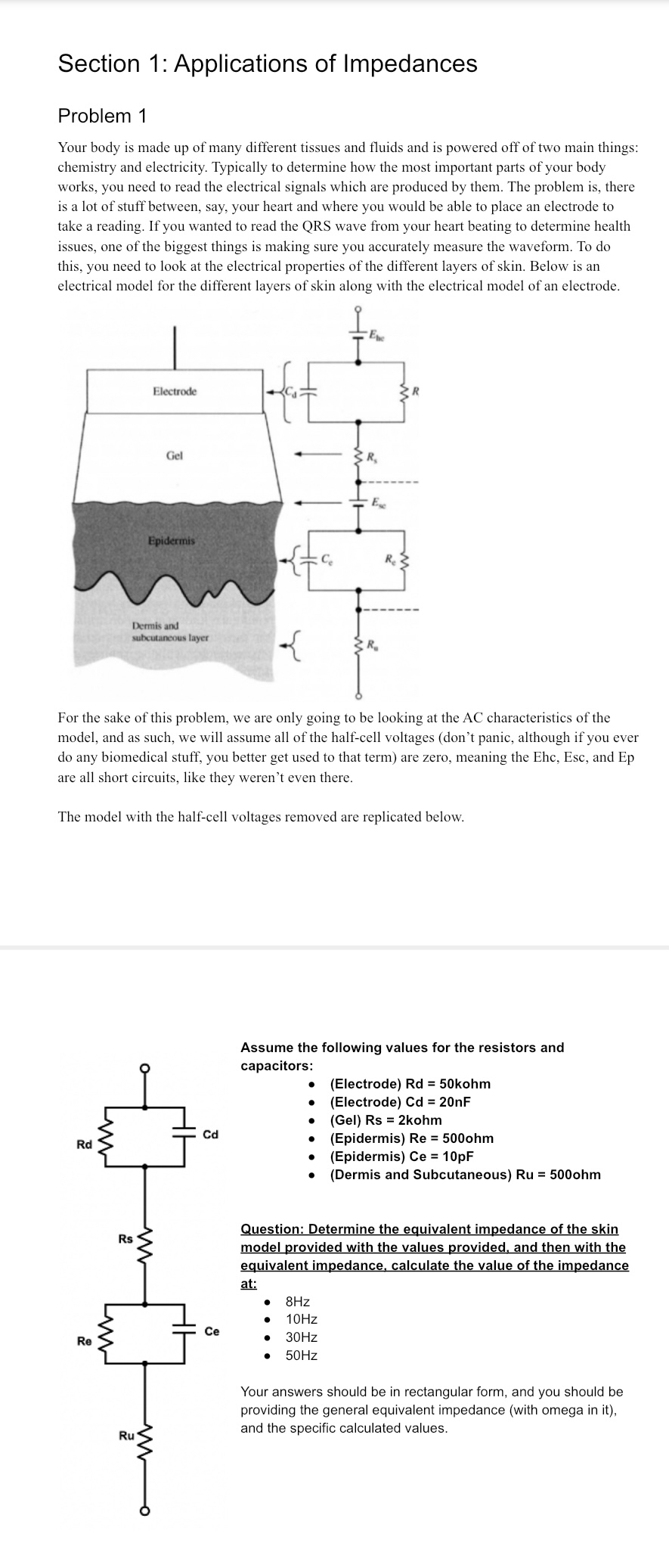 Section 1 : Applications of Impedances Problem 1