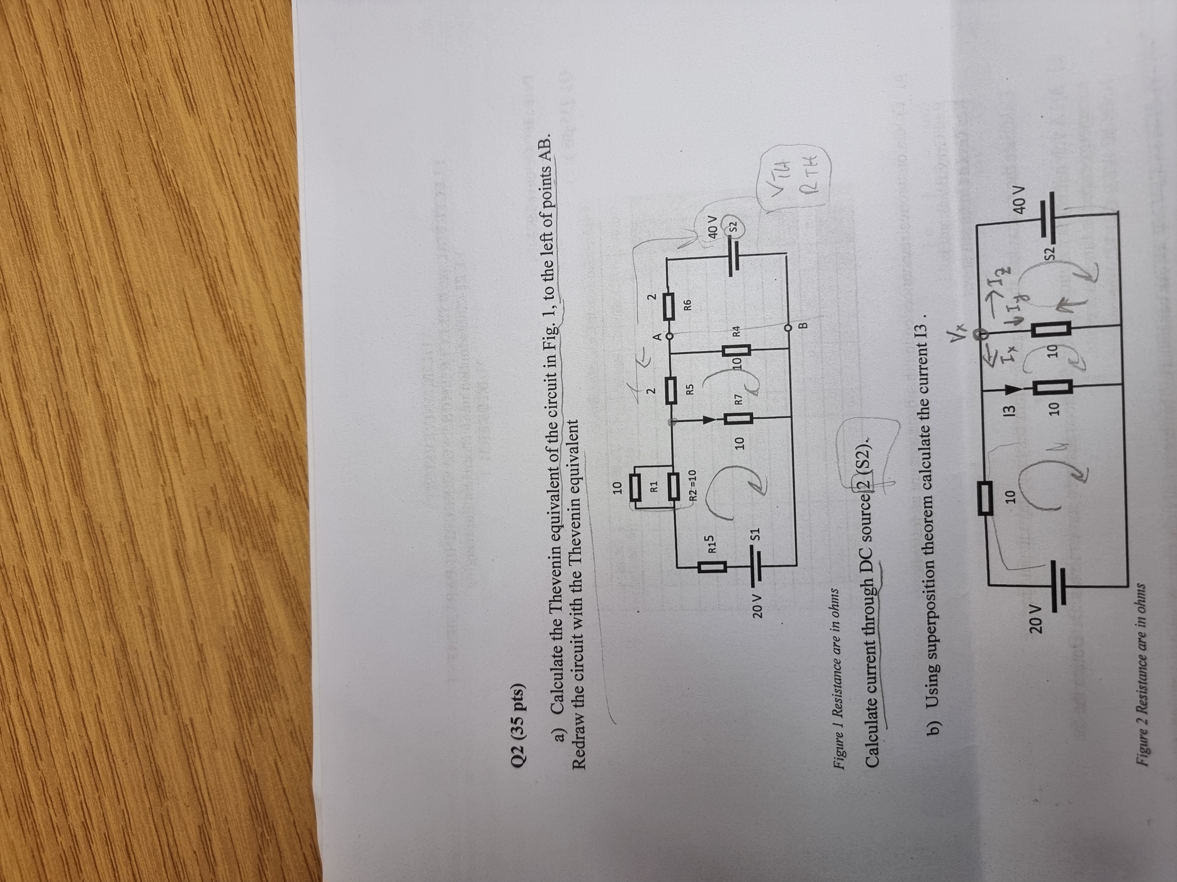 Q 2 ( 3 5 pts ) a ) Calculate the Thevenin