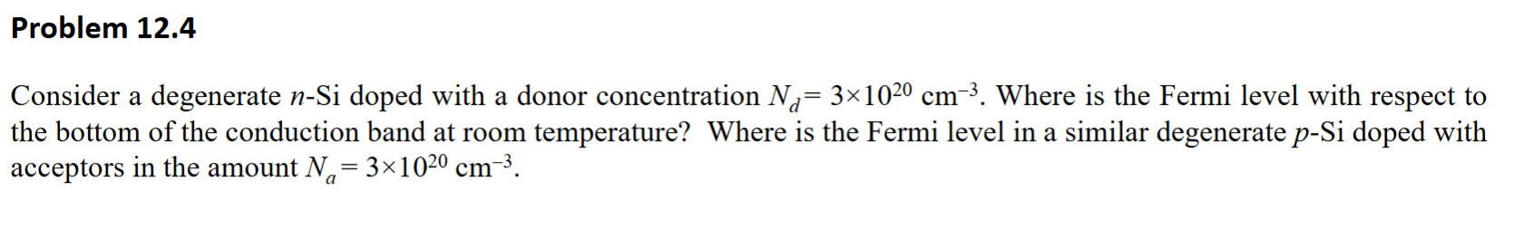 Consider a degenerate n - Si doped with a donor