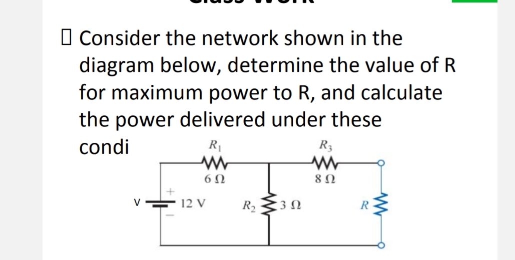 Consider the network shown in the diagram below,