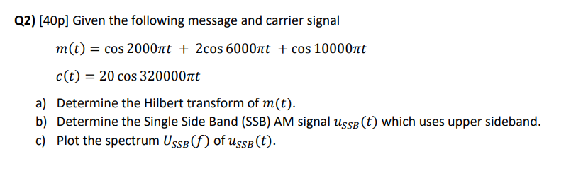 Given the following message and carrier signal (