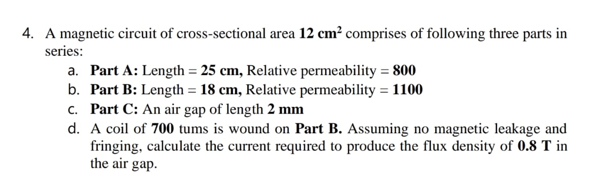 A magnetic circuit of cross - sectional area 1 2