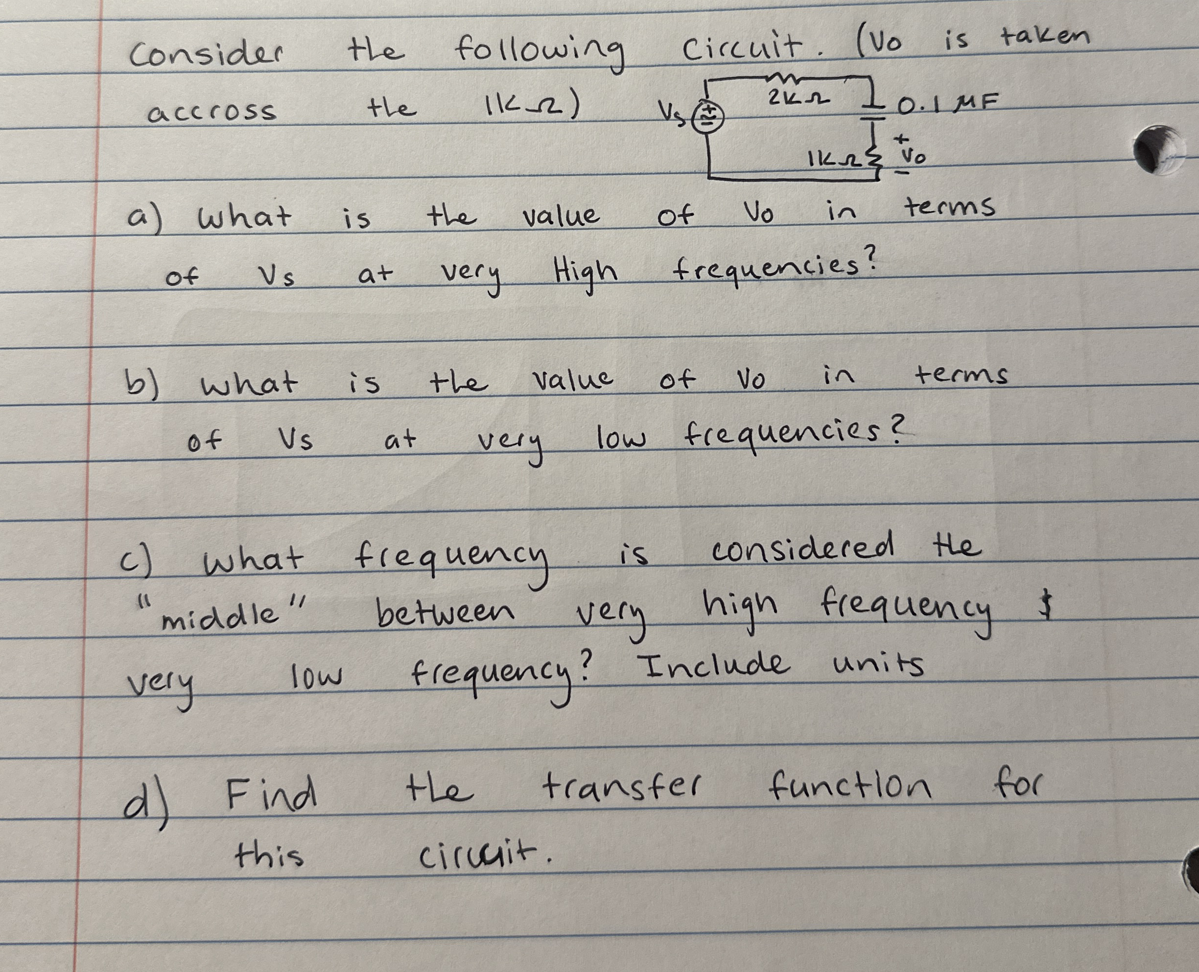 Consider the following circuit. ( Vo is taken