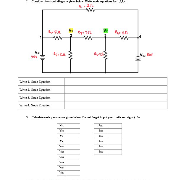 Consider the circuit diagram given below. Write