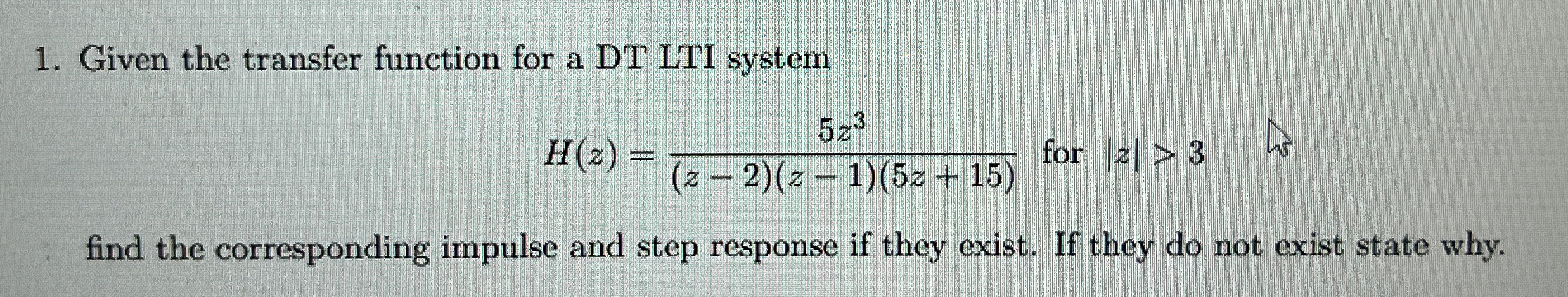 Given the transfer function for a DT LTI system H