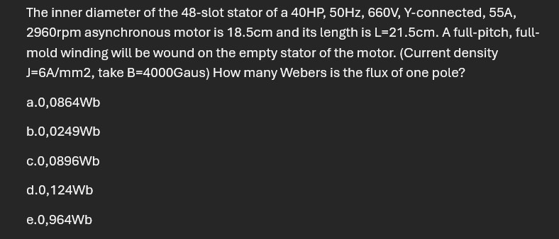 The inner diameter of the 4 8 - slot stator of a