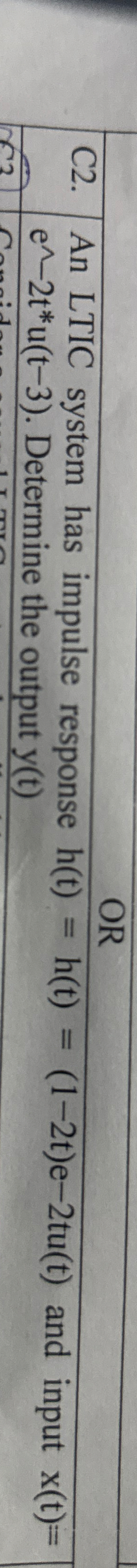 OR C 2 . An LTIC system has impulse response h (