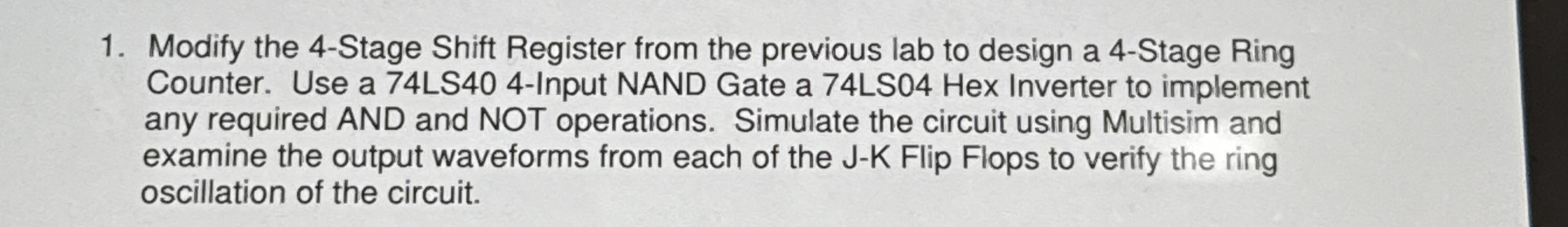 Modify the 4 - Stage Shift Register from the