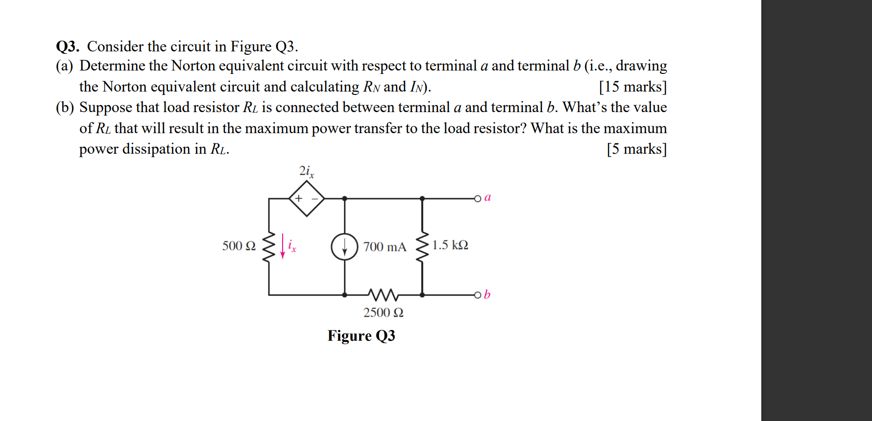Q 3 . Consider the circuit in Figure Q 3 . ( a )
