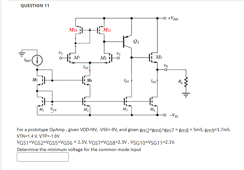 QUESTION 1 1 For a prototype OpAmp, given V D D =