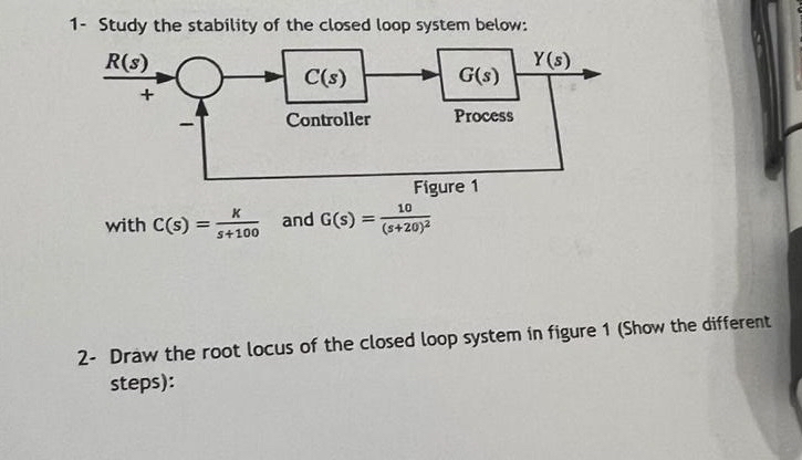 1 - Study the stability of the closed loop system