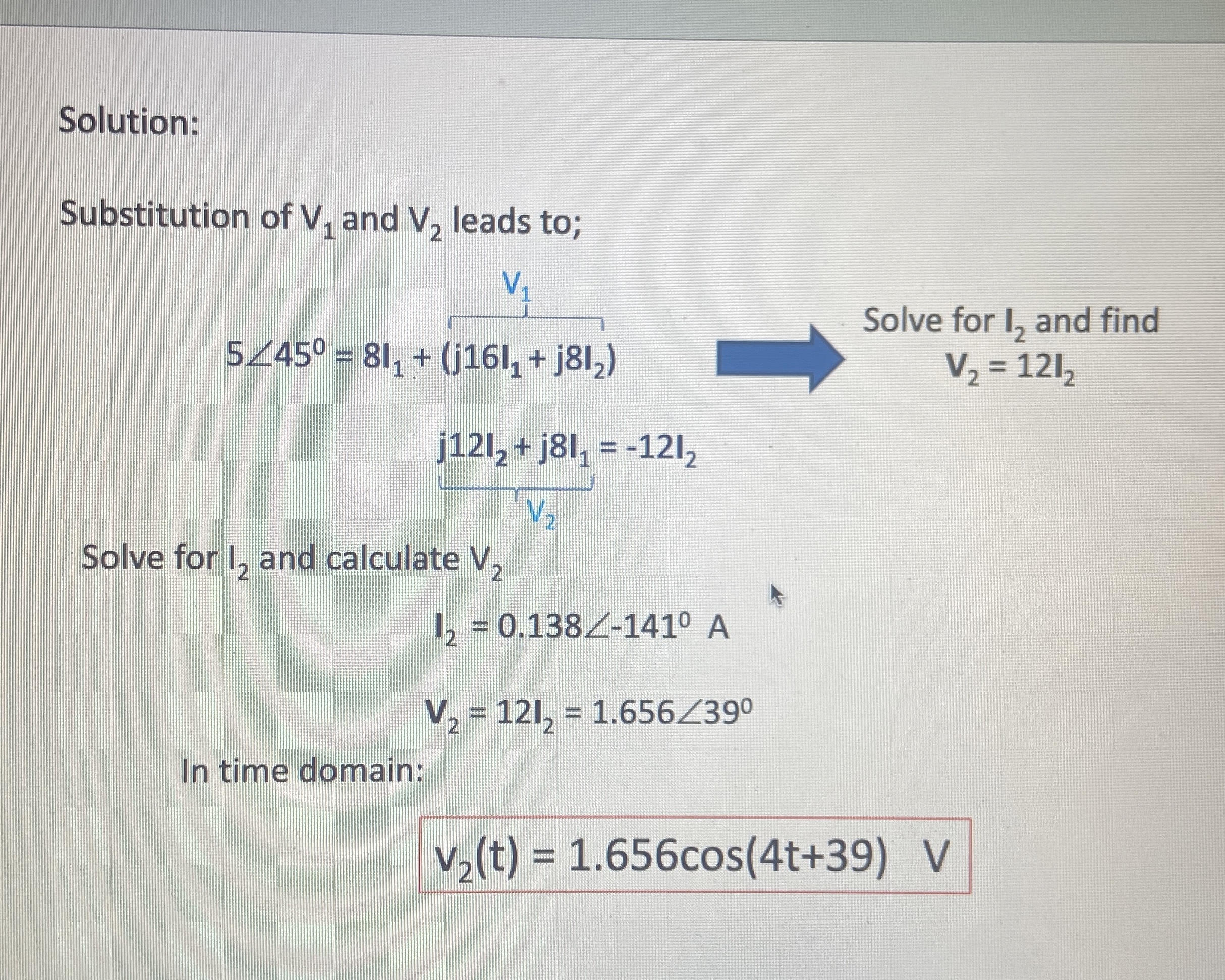 Solution: Substitution of V 1 and V 2 leads to; 5
