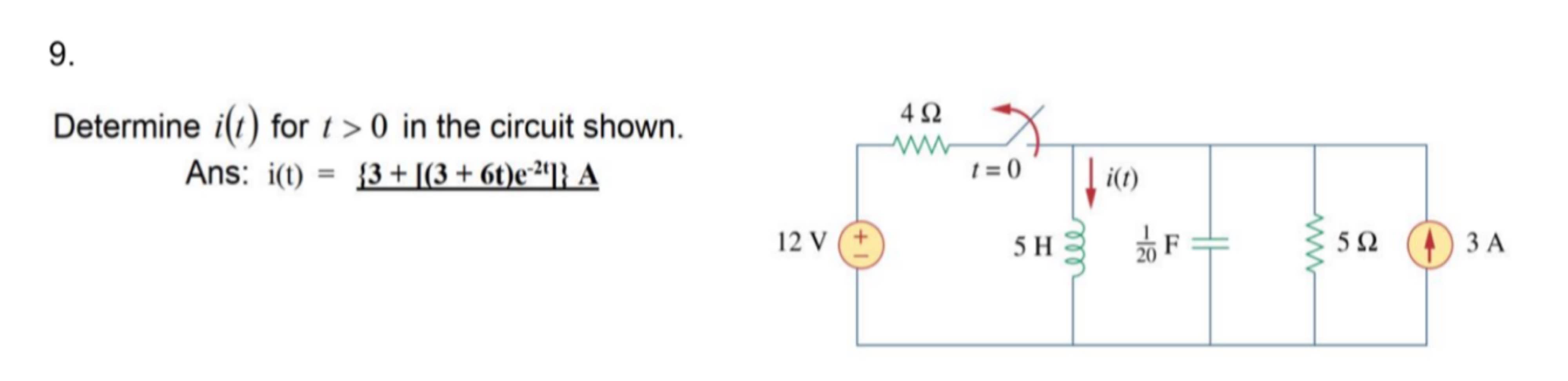 Determine i ( t ) for t  style=