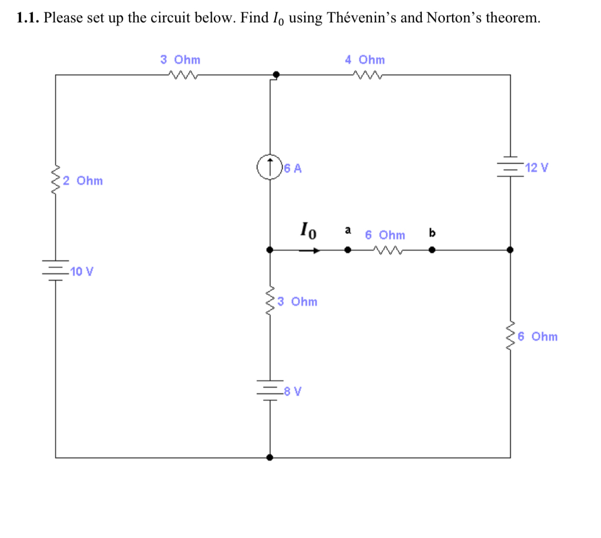 Please set up the circuit below. Find I 0 using