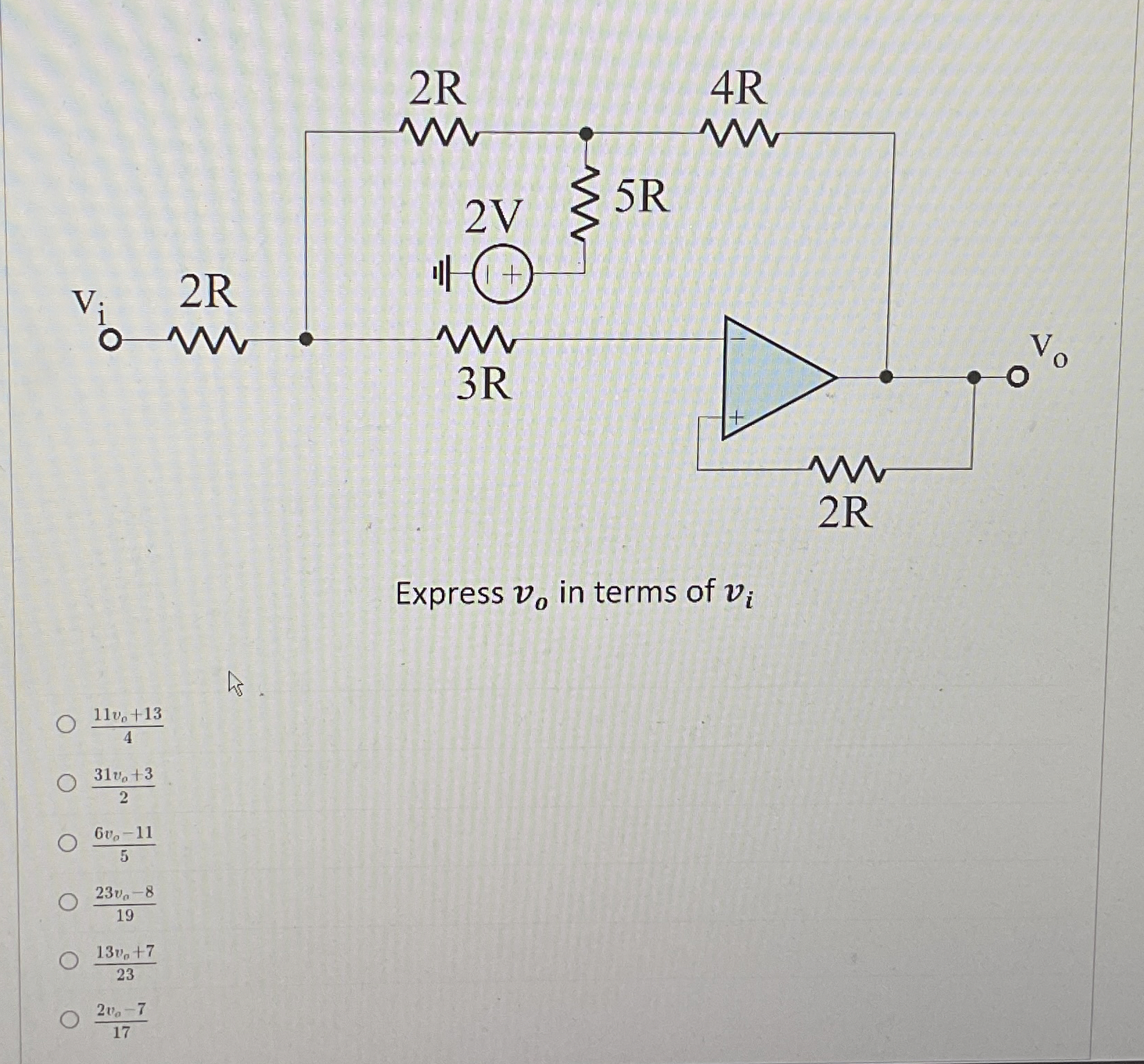 Express v o in terms of v i