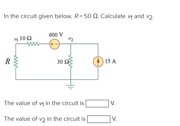 I n the circuit given below, R = 5 0 . Calculate