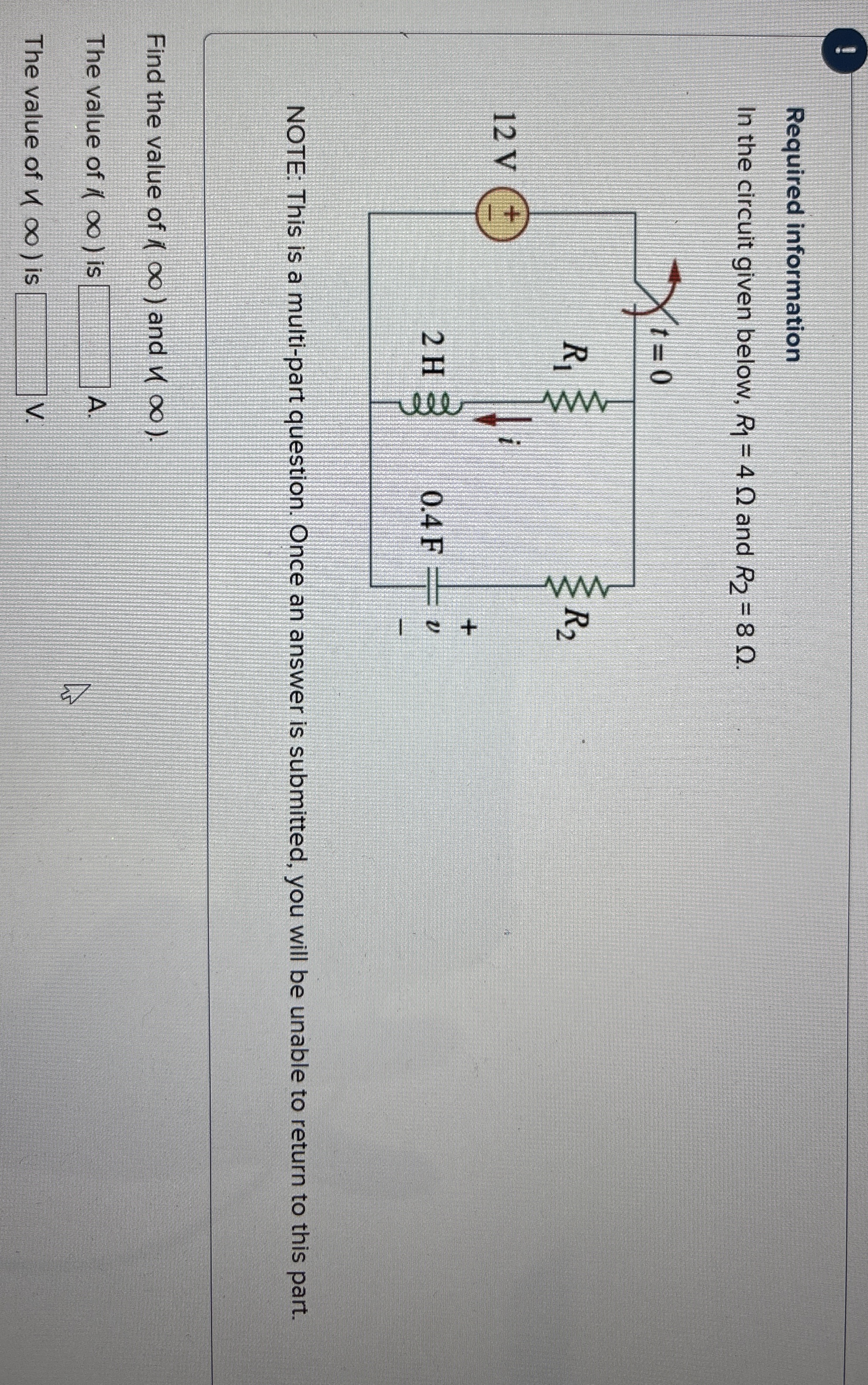 ! Required information In the circuit given