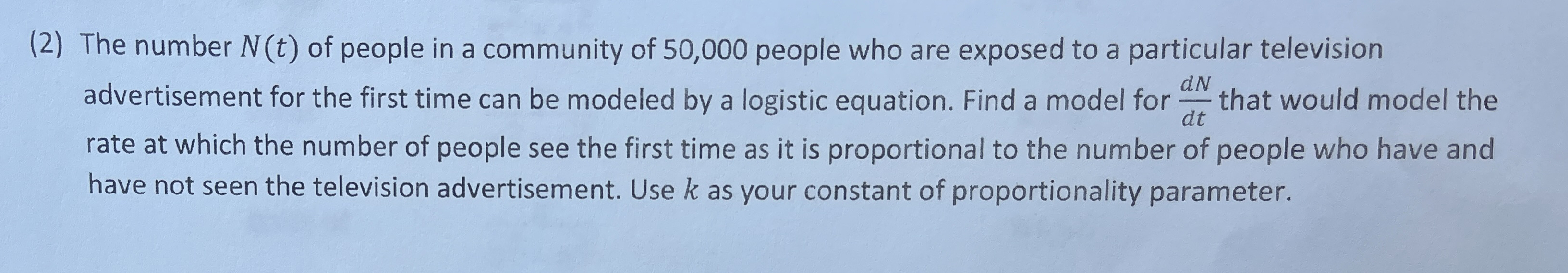 ( 2 ) The number N ( t ) of people in a community