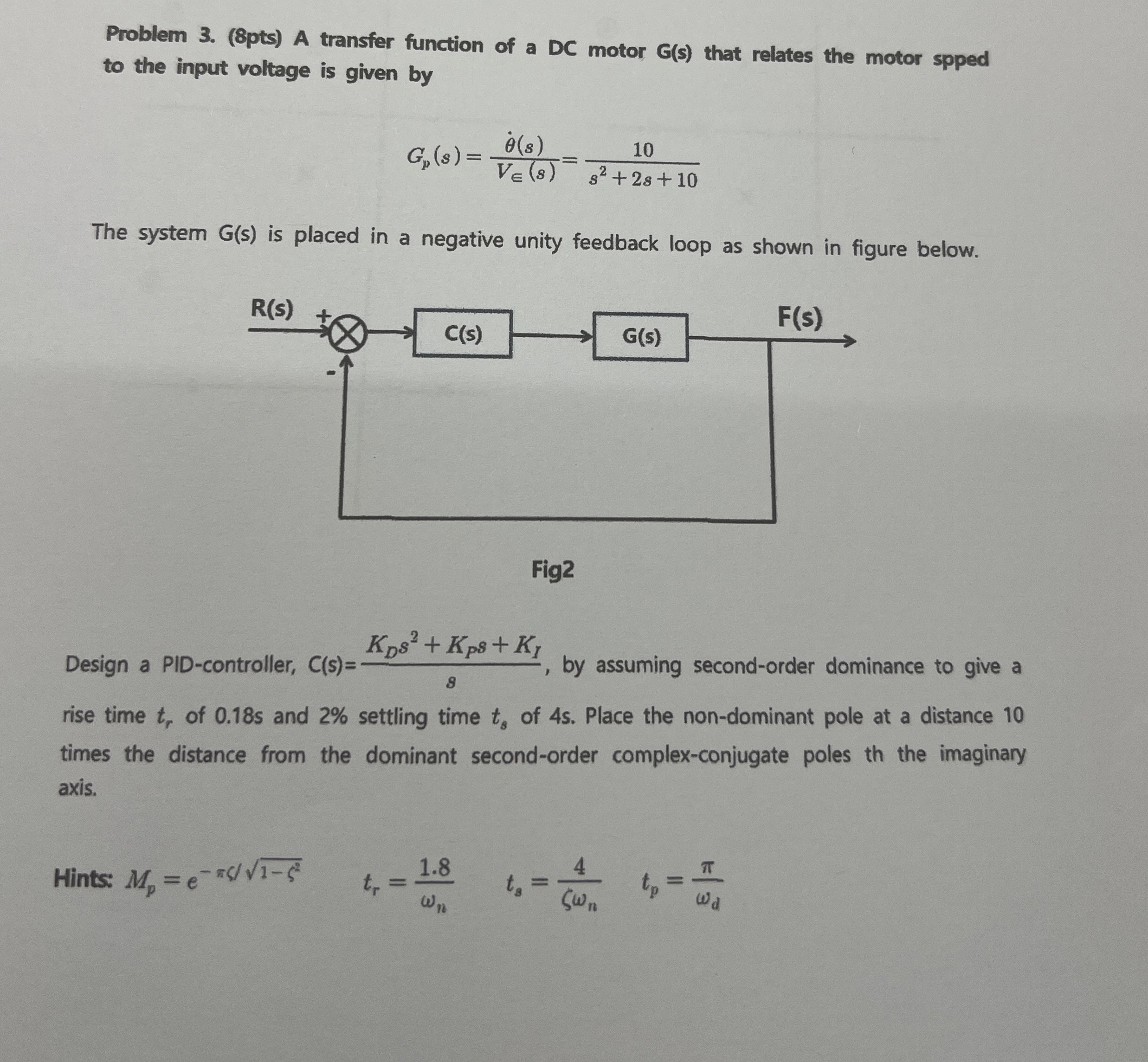 Problem 3 . ( 8 pts ) A transfer function of a DC