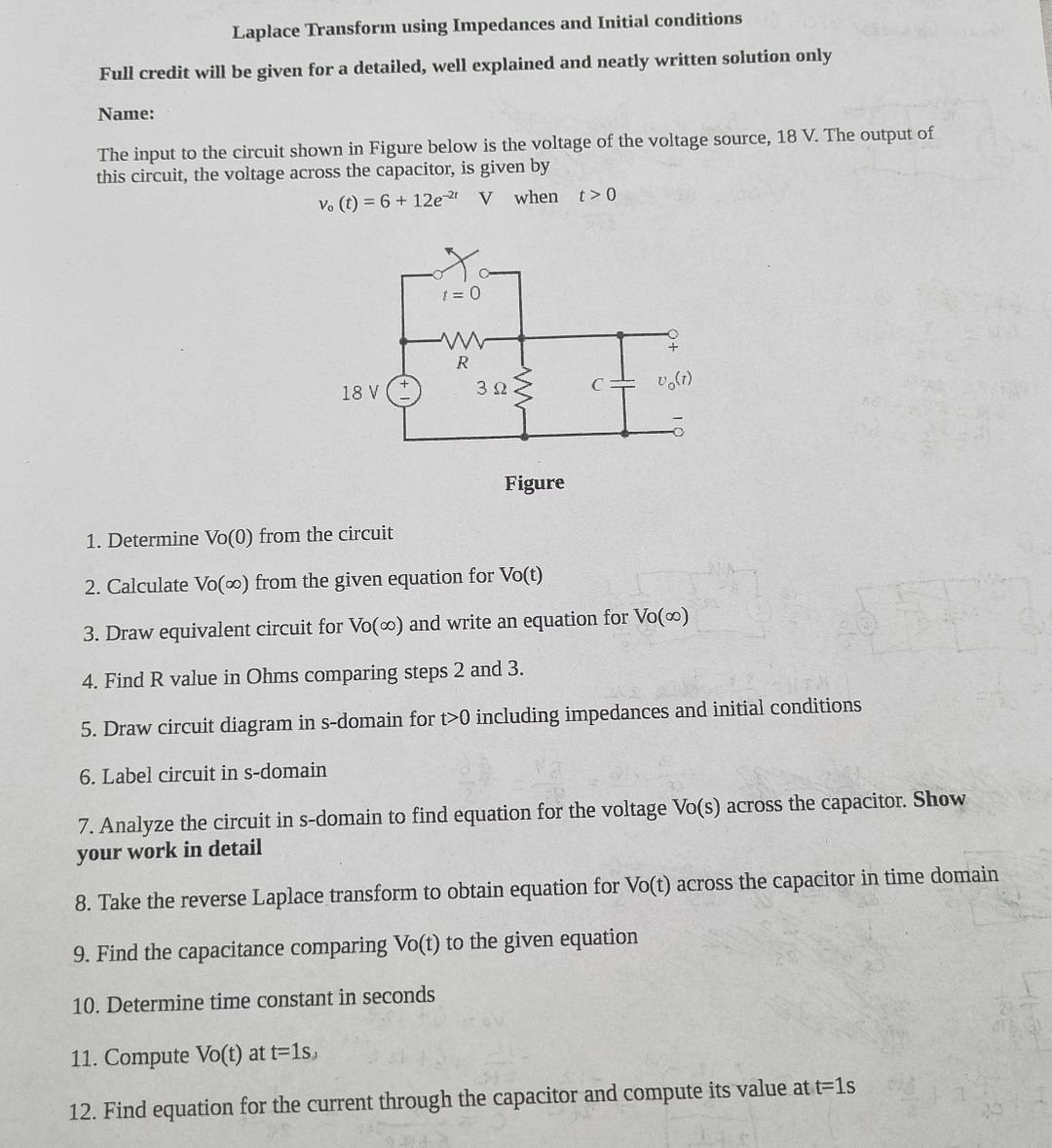 Laplace Transform using Impedances and Initial