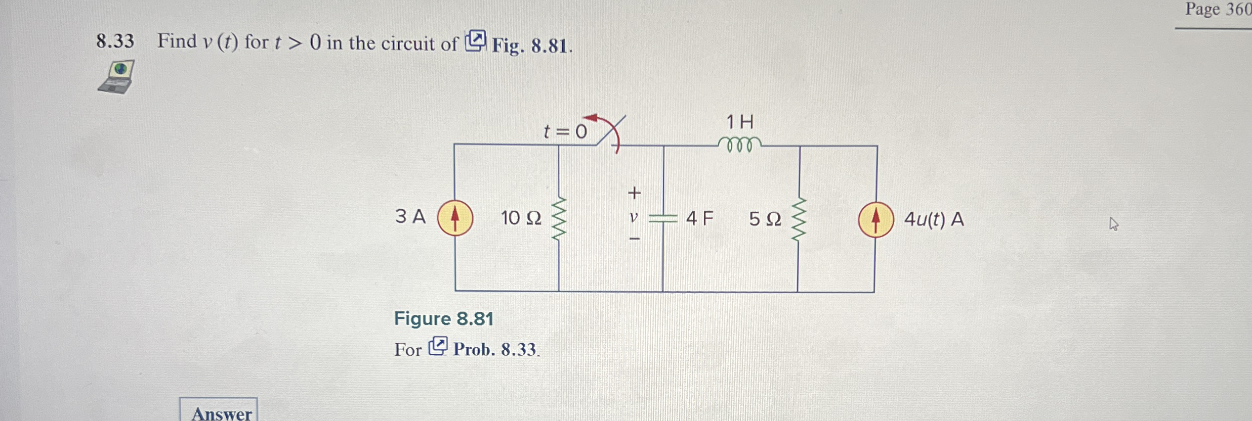 8 . 3 3 Find v ( t ) for t  style=