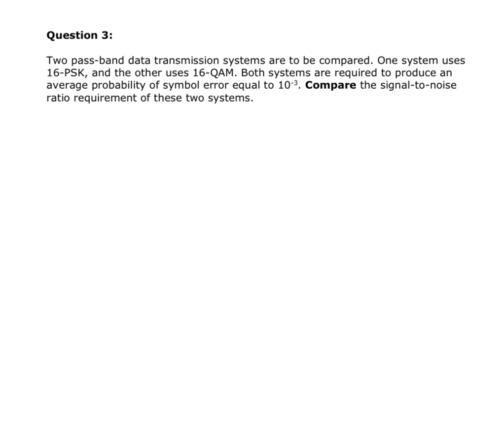 Question 3 : Two pass - band data transmission