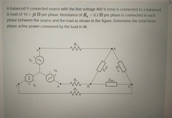 A balanced Y connected source with the line
