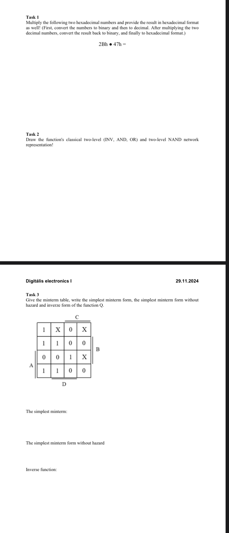 Task 1 Multiply the following two hexadecimal