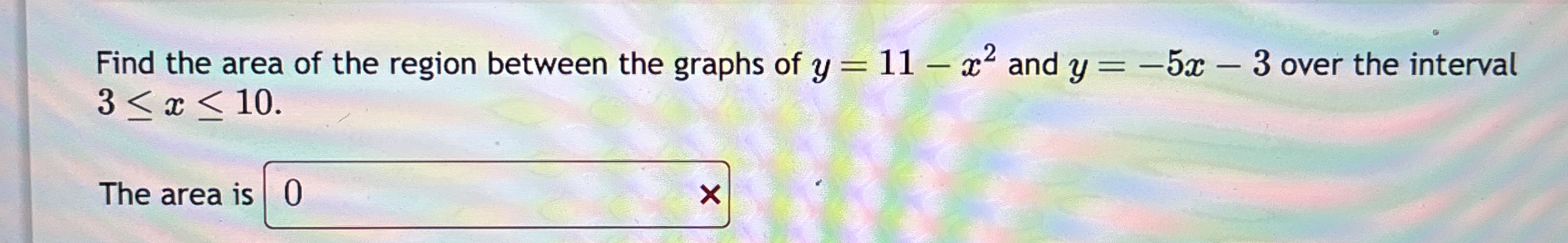 Find the area of the region between the graphs of