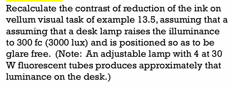 Recalculate the contrast of reduction of the ink